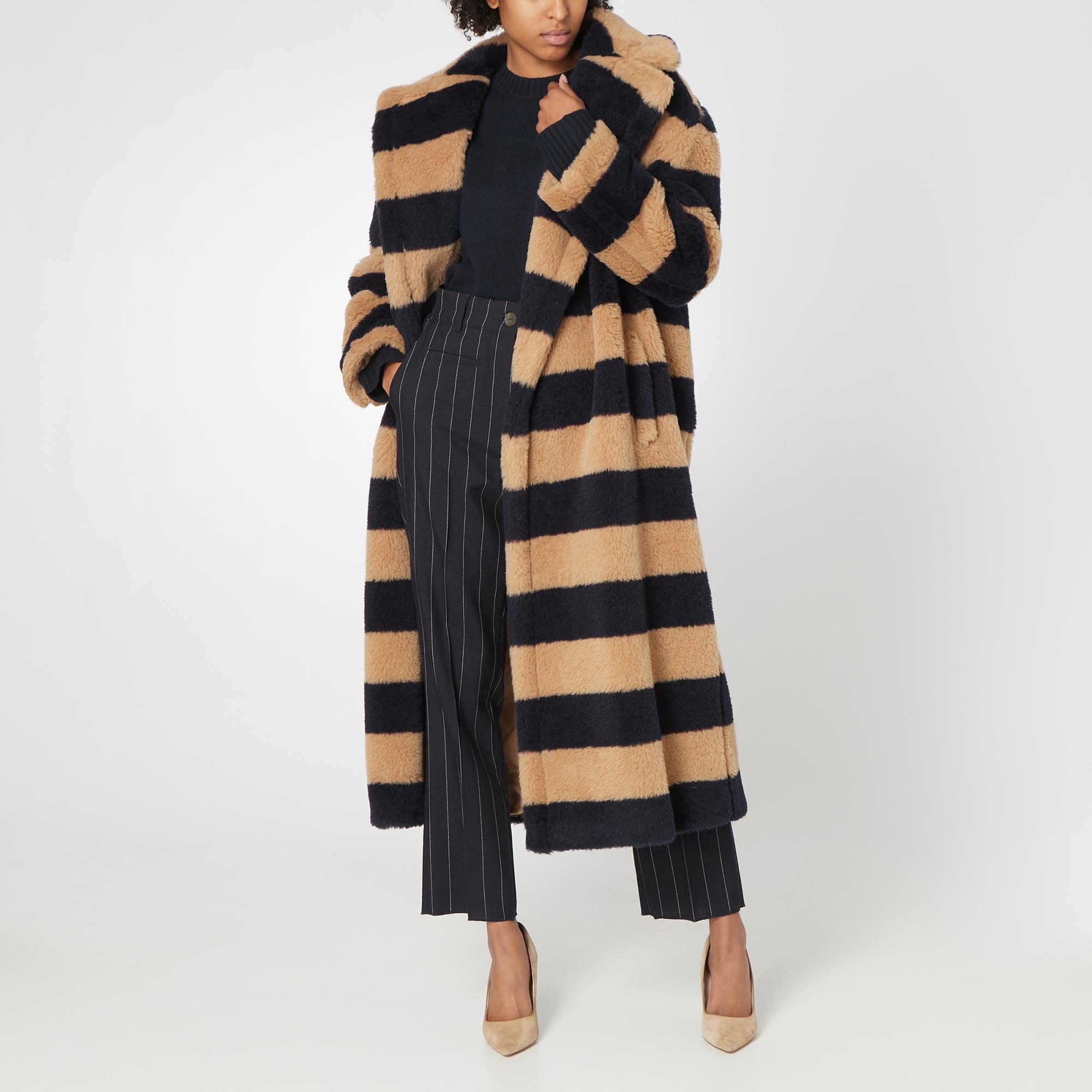 Teddy9 Striped Faux Fur Coat